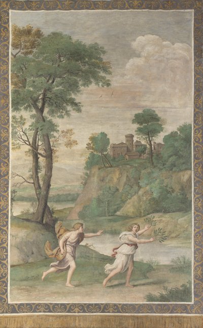 Apollo förföljer Daphne Fresco från Villa Aldobrandini, 1617-1618 av Domenichino