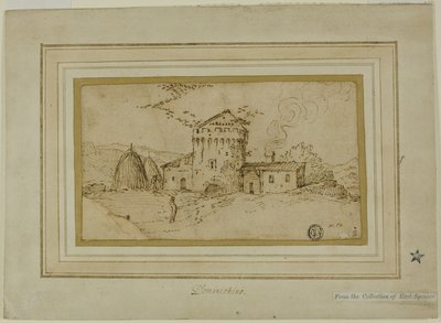Gård med torn och höstackar av Domenichino