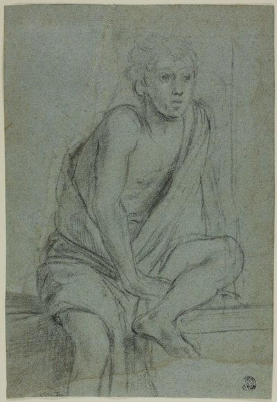 Sittande ungdom: Study for Flagellation of Saint Andrew av Domenichino