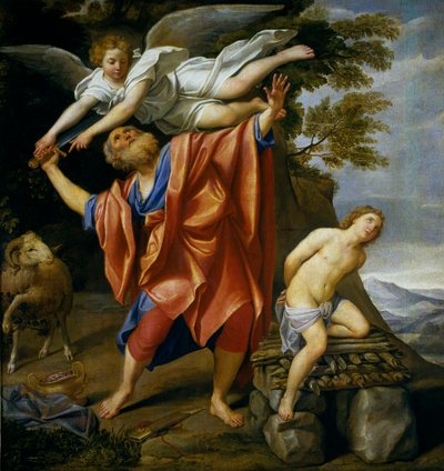 Spanska:  El sacrificio de Isaac Abrahams offer av Domenichino