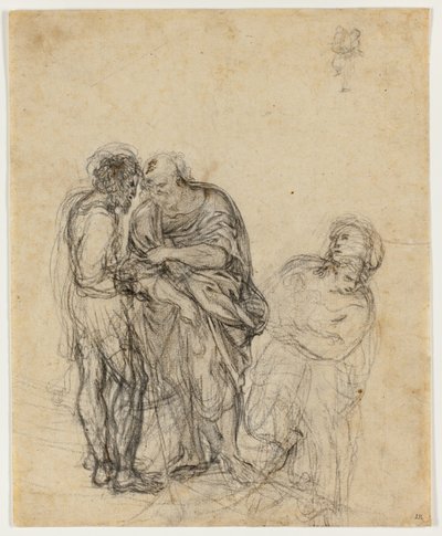 Studie av en gammal man, en yngre man och en kvinna av Domenichino