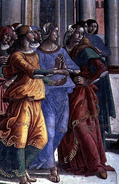 Åskådare, från Jungfru Maria i templet (fresk) (detalj) av Domenico Ghirlandaio