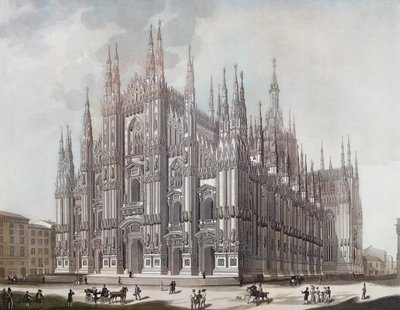 Duomo, eller Milanos katedral (tryck) av Domenico (after) Landini
