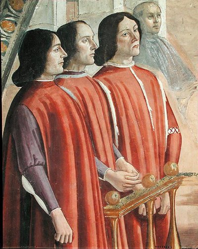 Medlemmar av familjen Sassetti, från en scen från en cykel av den helige Franciskus av Assisis liv, 1486 (detalj av 85235) av Domenico Ghirlandaio