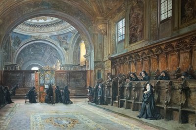 Kören för kyrkan Saint Mary Donnaregina nuova, andra hälften av 1800-talet (olja på duk) av Domenico Battaglia