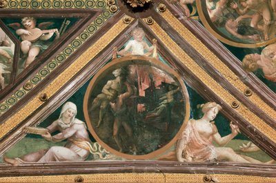 Enee räddar Anchise från elden av trojansk fresco av Domenico Beccafumi (1486-1551) av Domenico Beccafumi