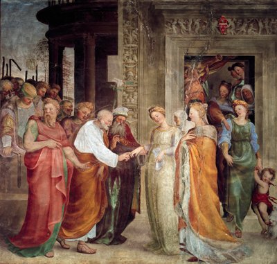 Vår Frus bröllop. Målning av Domenico Beccafumi (1486-1551) av Domenico Beccafumi