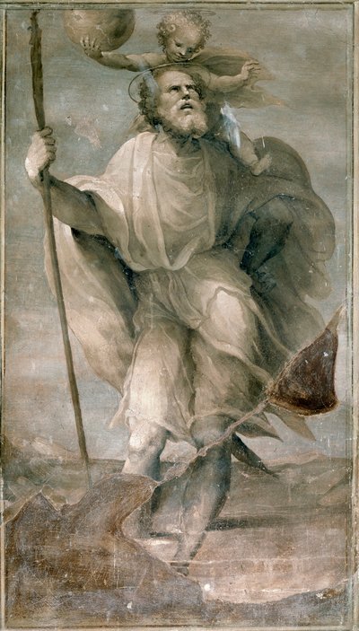 Sankt Christopher. Målning av Domenico Beccafumi (1486-1551) av Domenico Beccafumi