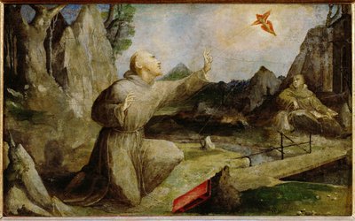 Sankt Franciskus av Assisi får stigmata på ... av Domenico Beccafumi