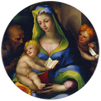 Jungfrun och barnet med spädbarnet Sankt Johannes och Sankt. Jerome av Domenico Beccafumi