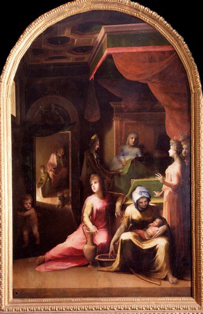 Jungfruns födelse (målning, ca 1540-1543) av Domenico Beccafumi