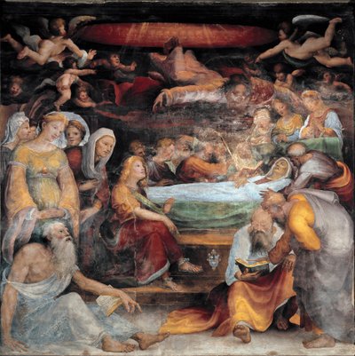 Jungfruns död. Målning av Domenico Beccafumi (1486-1551) av Domenico Beccafumi