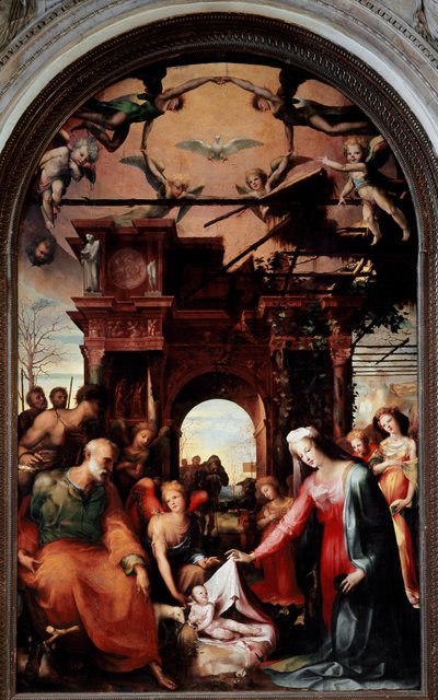 Nativiteten. Målning av Domenico Beccafumi (1486-1551) av Domenico Beccafumi