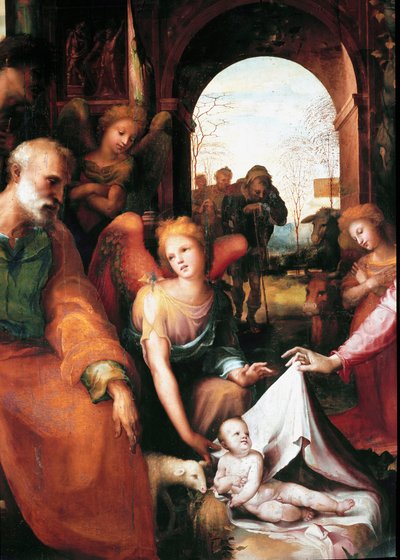 Nativet, detalj. Målning av Domenico Beccafumi (1486-1551) av Domenico Beccafumi