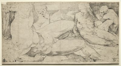 Tre manliga nakenbilder, andra kvartalet 1500-talet. av Domenico Beccafumi