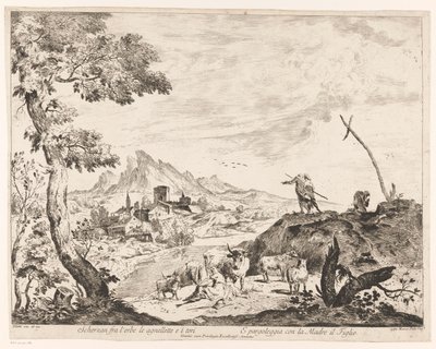 Landskap med herdar och boskap av Domenico Bernardo Zilotti