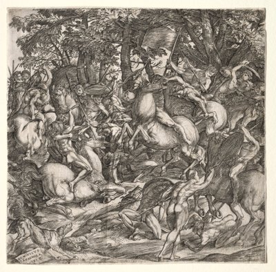 Slaget om nakna män, 1517. av Domenico Campagnola