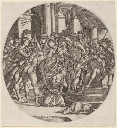 Halshuggning av Saint Catherine av Domenico Campagnola