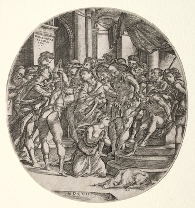 Halshuggning av Saint Catherine, 1517. av Domenico Campagnola