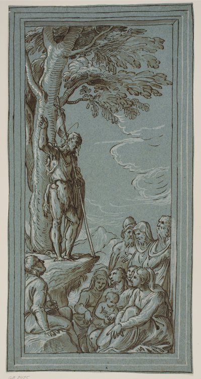 Johannes Döparen predikar i öknen av Domenico Campagnola