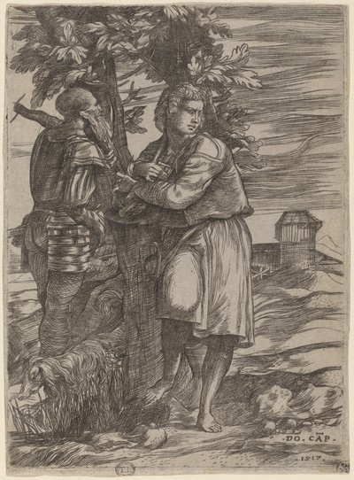 Herden och den gamle krigaren av Domenico Campagnola