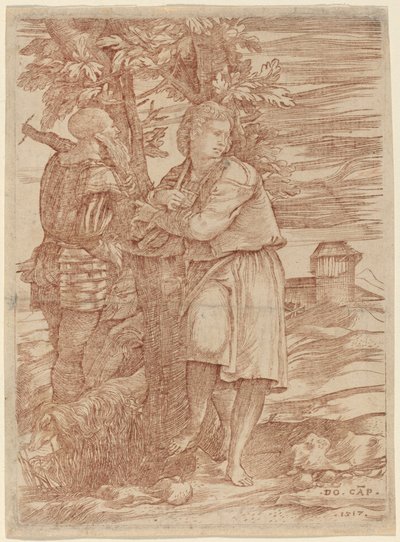 Herden och den gamle krigaren av Domenico Campagnola