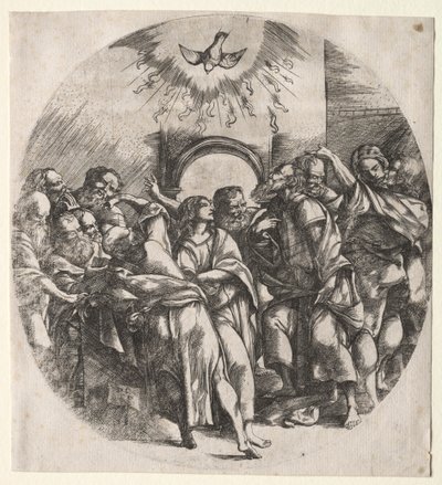 Den helige andens nedstigning av Domenico Campagnola