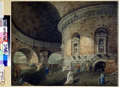 Scenografi för en pjäs. Scenografi för en teaterpjäs. Målning av Domenico Corsini (1812-1873), tidigt 1800-tal. Italiensk konst. Akvarell på papper. Ryska statsarkivet för litteratur och konst, Moskva av Domenico Corsini
