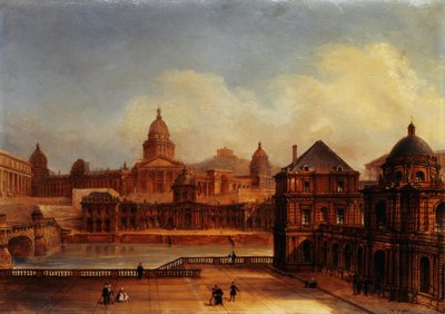 Sammansatt vy av Paris monument, ca 1836 (olja på papper på duk) av Domenico Ferri