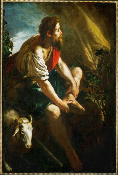 Moses och den brinnande busken (målning på duk) av Domenico Fetti