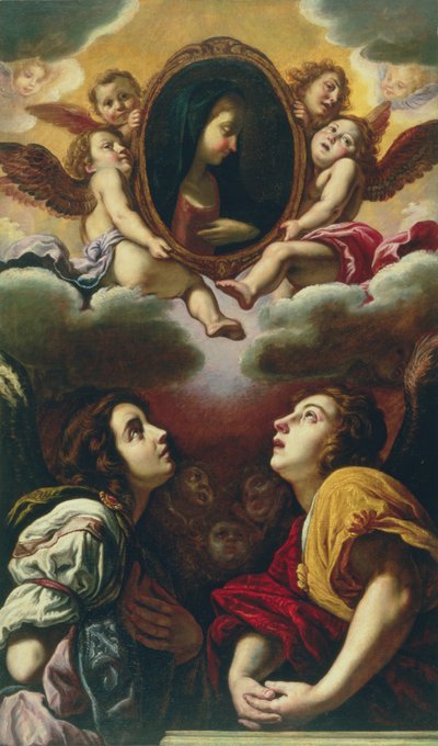 Flygande och tillbedjande änglar, 1613-4 av Domenico Fetti or Feti