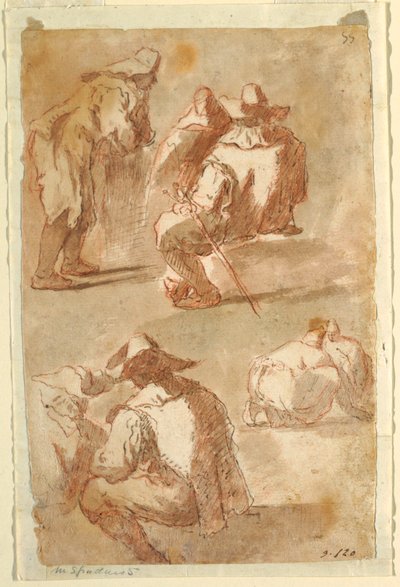 Figurstudier av Domenico Gargiulo, called Micco Spadaro