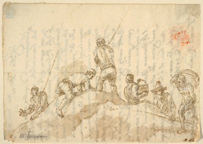 Figurer på en kulle av Domenico Gargiulo, called Micco Spadaro