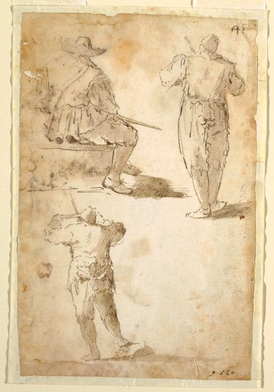 Tre män av Domenico Gargiulo, called Micco Spadaro