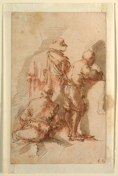 Tre män av Domenico Gargiulo, called Micco Spadaro