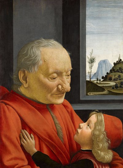 Italienska: Ritratto di vecchio con nipote En gammal man och hans barnbarn av Domenico Ghirlandaio