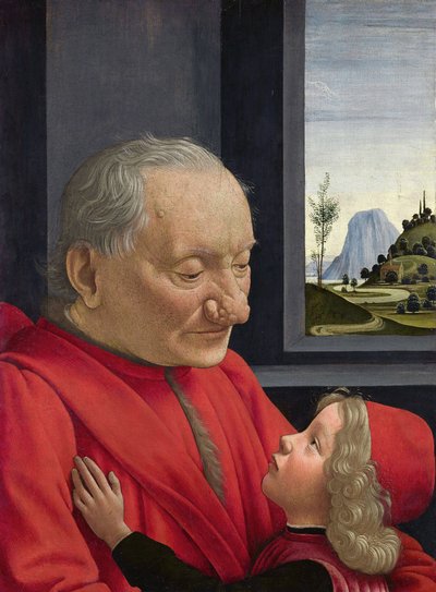 Italienska: Ritratto di vecchio con nipote En gammal man och hans barnbarn av Domenico Ghirlandaio