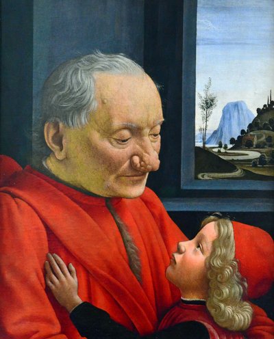 Italienska: Ritratto di vecchio con nipote En gammal man och hans barnbarn av Domenico Ghirlandaio