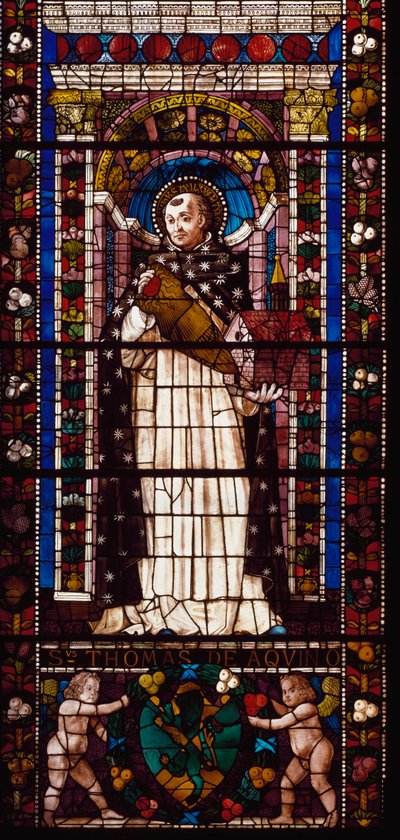 Representation av Saint Thomas Aquinas (målat glas av Domenico Ghirlandaio