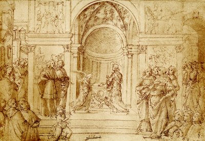 Ängeln visar sig Sakarias i templet av Domenico Ghirlandaio