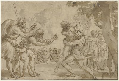 Herkules i Antaeus av Domenico I Piola