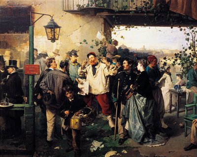 News of Peace of Villafranca, detalj från målning av Domenico Induno (1815-1878) av Domenico Induno