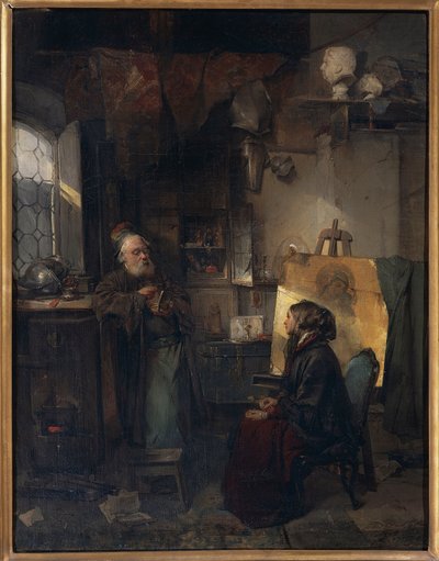 The Aged Moneylender undersöker de sista smyckena av Lady Fallen on Hard Times, av Domenico Induno av Domenico Induno