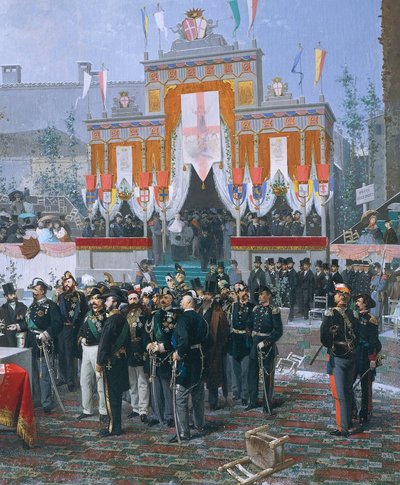 Hörnstensläggningen av Galleria Vittorio Emanuele i Milano, av Domenico Induno av Domenico Induno