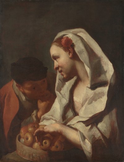 Flicka som säljer frukt av Domenico Maggiotto (attributed to)