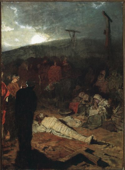 Balsamering av Jesu Kristi kropp efter korsfästelsen - olja på duk av Domenico Morelli