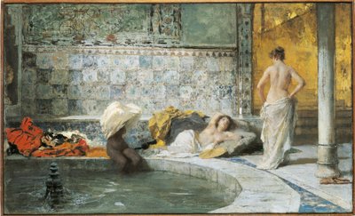 Turkiskt bad (olja på duk) av Domenico Morelli