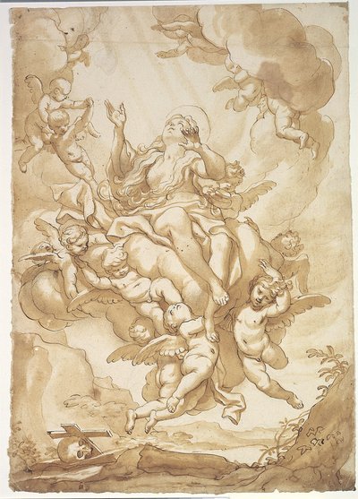 Maria Magdalenas himmelsfärd av Domenico Piola