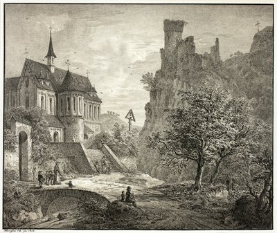 Kyrkan i Kobern vid Mosel av Domenico Quaglio