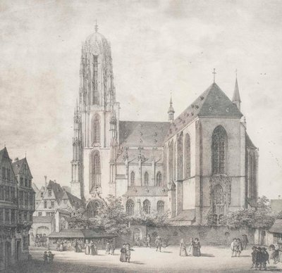 Litografi - Frankfurt - Kejsarkatedralen - Quaglio - 1819 av Domenico Quaglio the Younger
